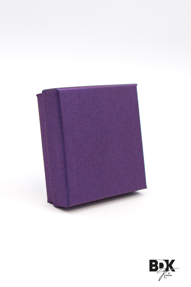8x8cm Simli Mor Sert Hediye Kutusu Süngerli (Yükseklik:2,5cm) 1 Adet - 4