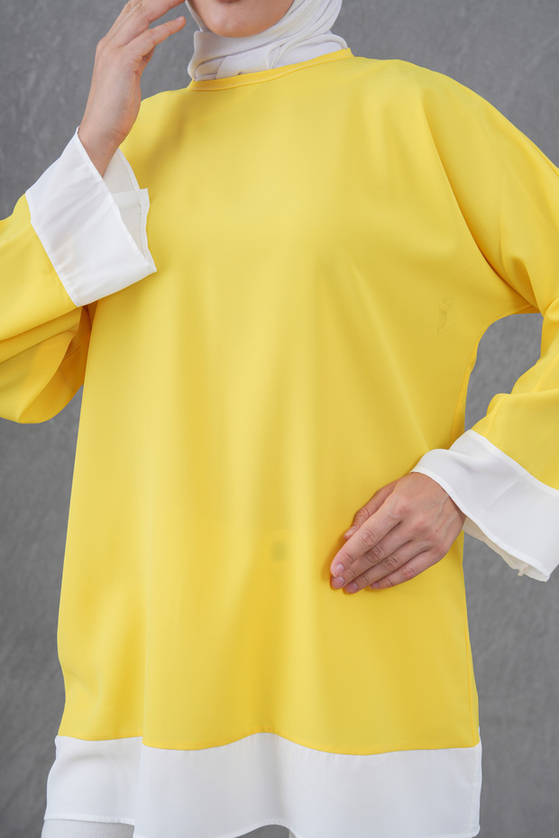 Casual Tunic with Collar and Skirt Trim