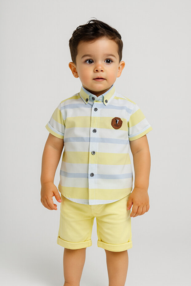 Boy's Bottom Top Set Yellow Shirt and Trousers