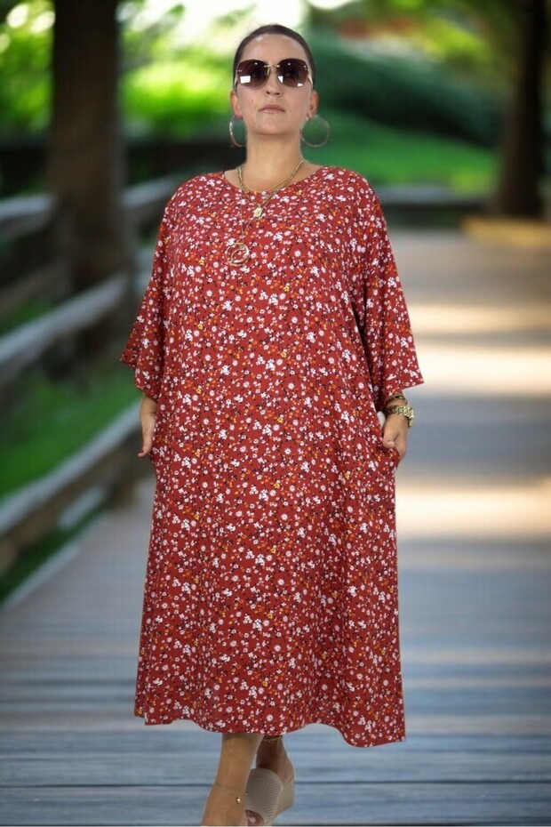 Truvakar Sleeve Cropped Collar Relaxed Fit Cotton Viscose Flare Fit Extra Large Size Dress