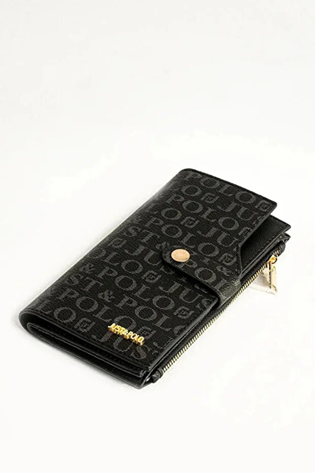 Women's Printed Stylish Wallet with Zipper and Snap Detail