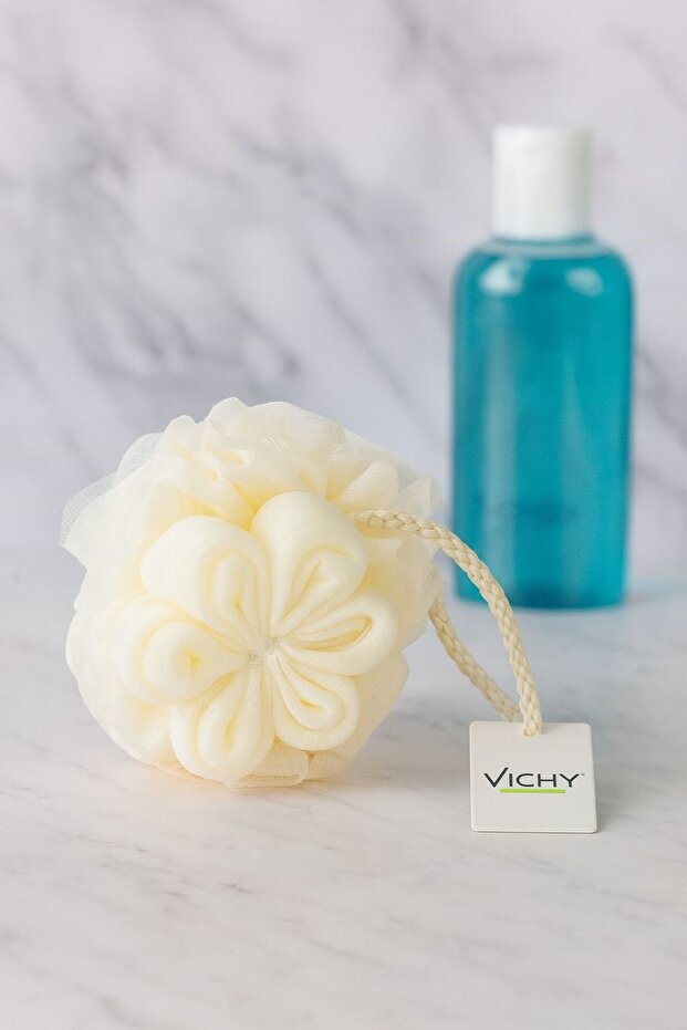 Daisy Patterned Bath Washcloth White Vch-6577 60 Gr