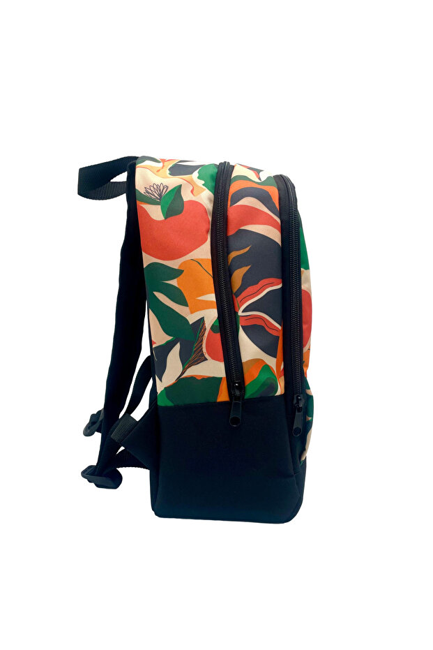 Orange Abstract Patterned Waterproof Large Internal Volume Backpack - 3