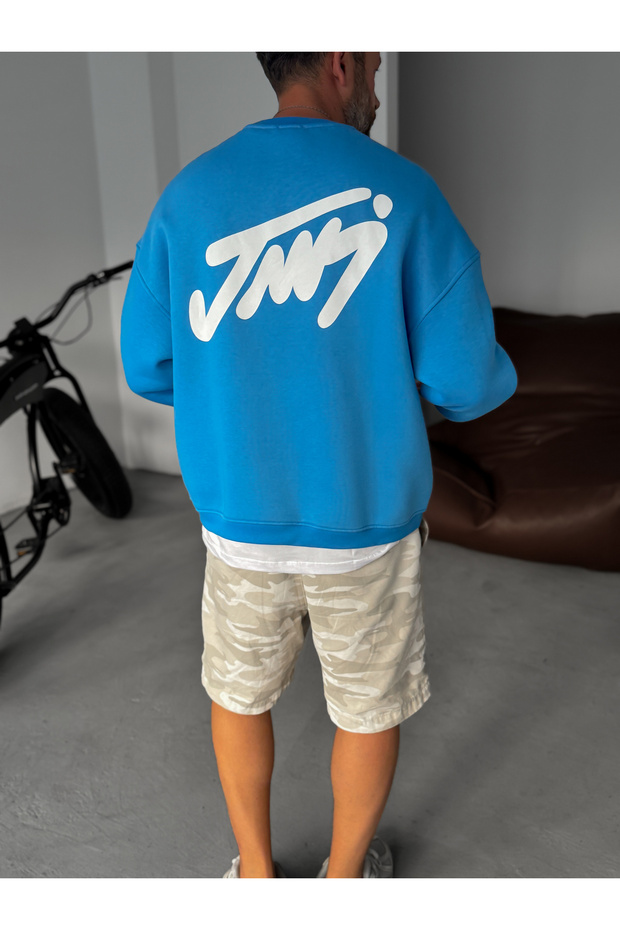 Mavi Basic Baskılı Sweatshirt JJ-100 - 2