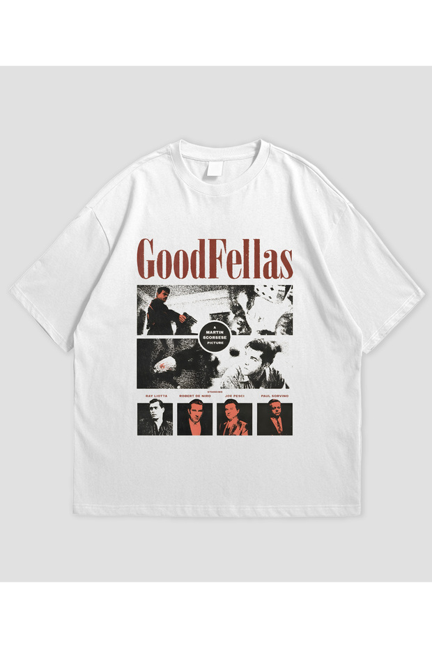 Goodfellas Film Printed White Oversize T-Shirt Unisex 100% Cotton Crew Neck T-Shirt