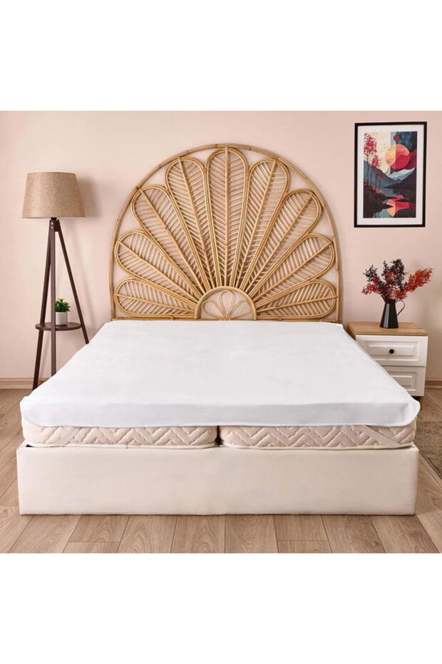 Saltea elastică Soft Sane Basic, dublă, rezistentă la lichide - Albă - 160x200 cm - 1