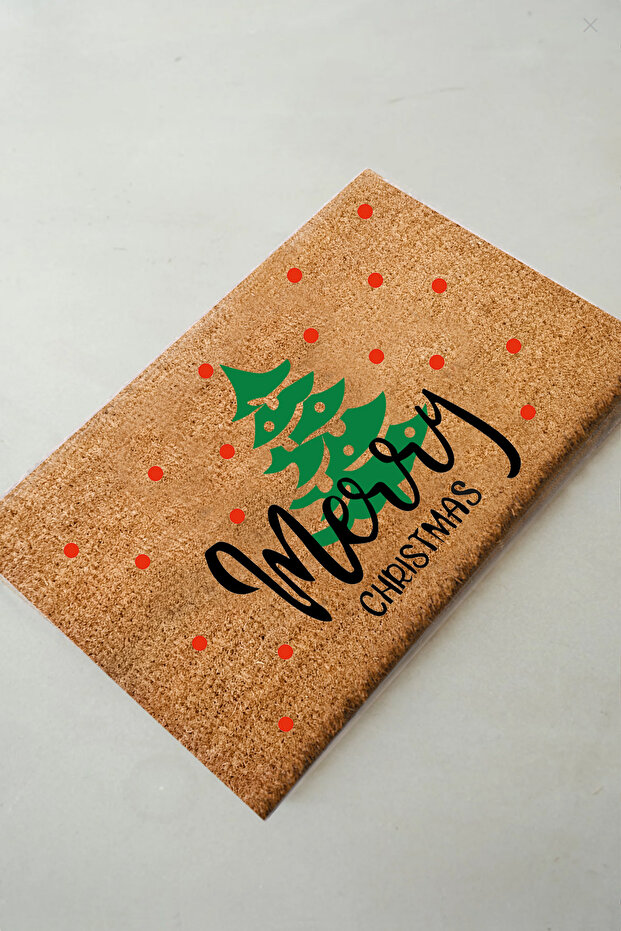 Coco Ristmas 40x60 cm Kapı önü paspası, iç ve dış kapı paspası, Doğal Kıl Paspas - 1