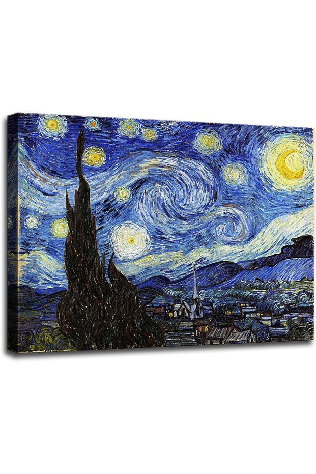 ALAYRA Starry Night Vincent Van Gogh Canvas Print 40x60 cm Large Art for Home Décor