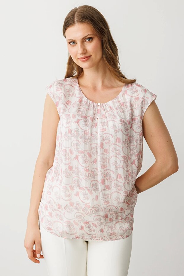 بلوزة شيفون منقوشة 03624 - 4