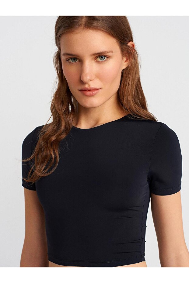 Modal Crop Top-Siyah - 1