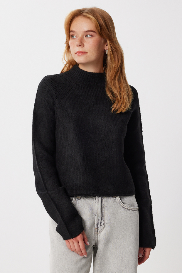 Damen Bordeaux Basic Crop Strickpullover MX00266 - 2