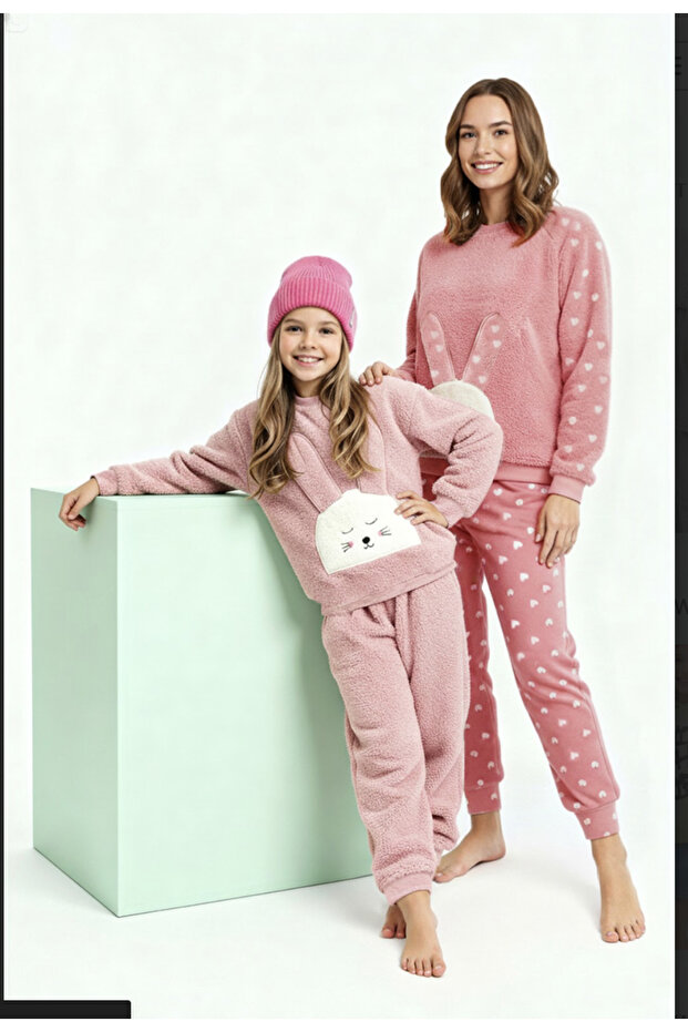 Zestaw piżam zimowych z dzianiny w paski Heart Sleep 3-częściowy z polaru Thmaw21Pt0666 - 2