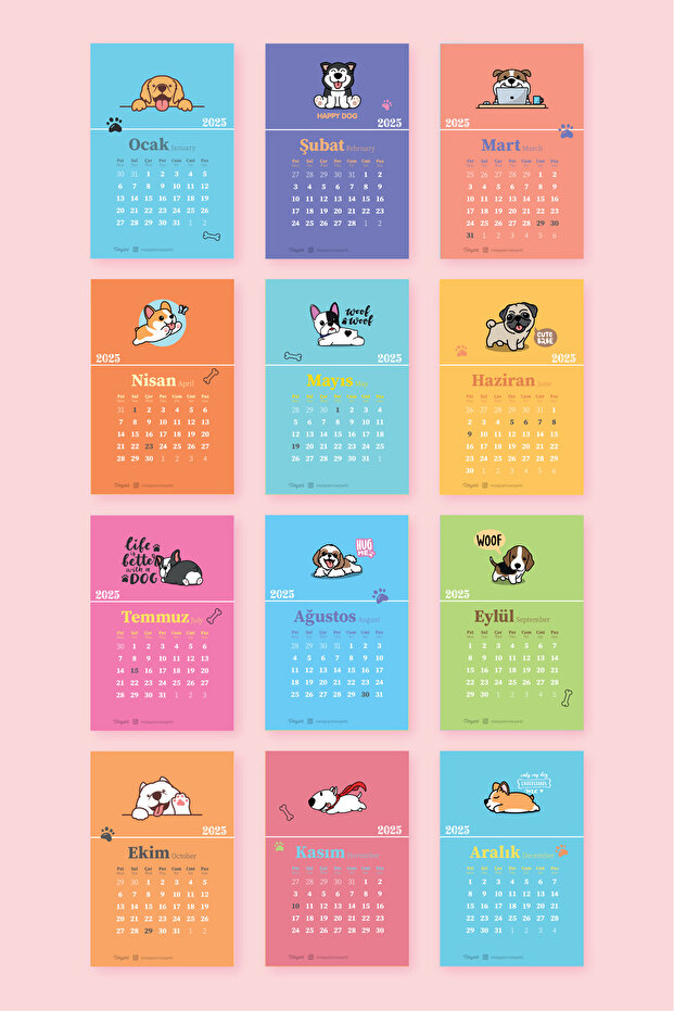 Can Dostum Masa Takvimi - 2026 Ahşap Kaide 12 Yaprak Renkli Ve Eğlenceli Aylık Takvim - 6