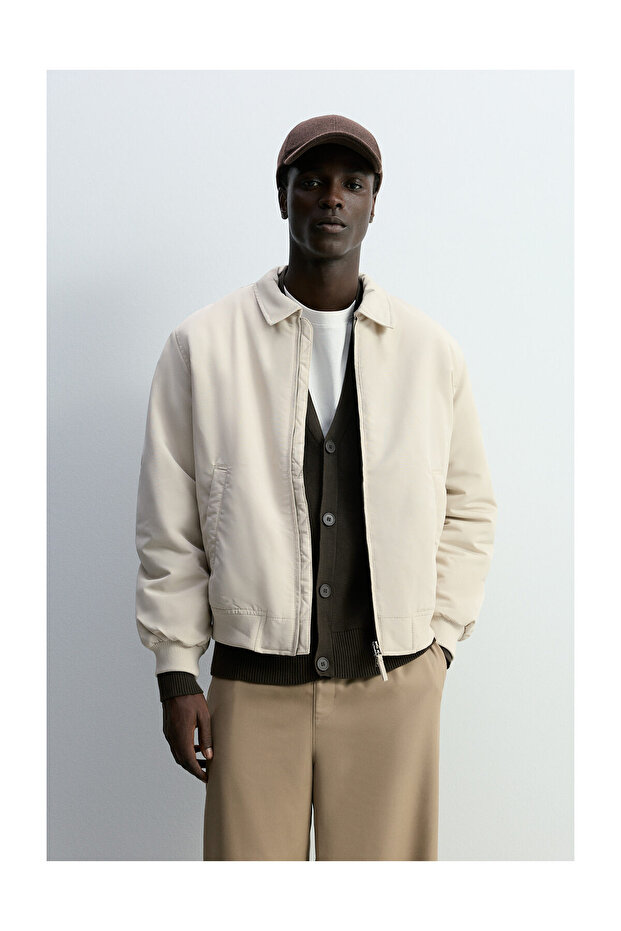 Męska kurtka z podszewką i kołnierzem koszulowym - 1