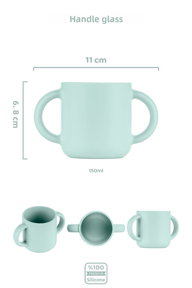 كوب سيليكون بمقبض أخضر زنبركي - 2