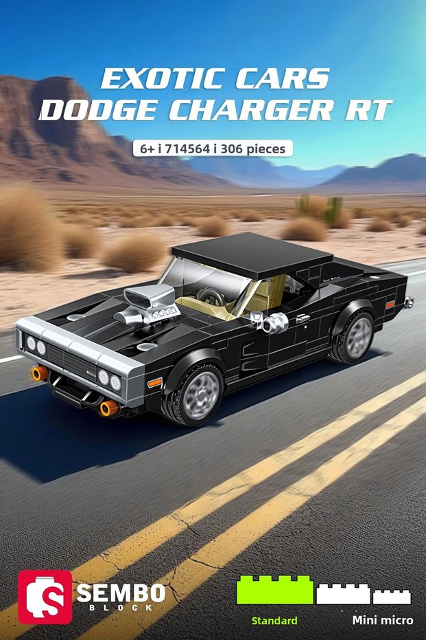 Exotic Cars Dodge Charger Rt Building Block Set 306 Pieces