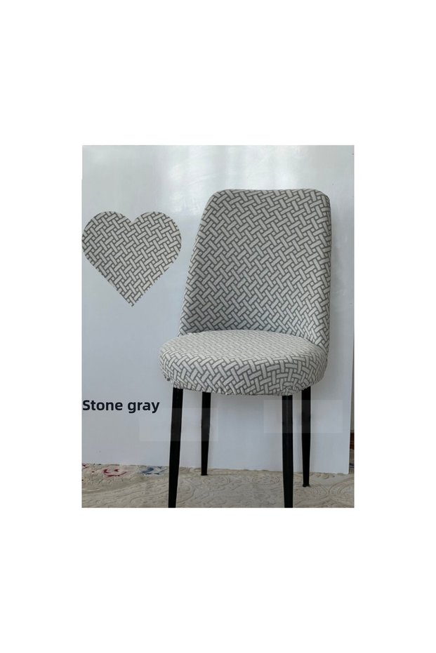 Brick Pattern Oval Chair Cover Lycra Flexible Washable Elastic Chair Cover (6 Pieces)