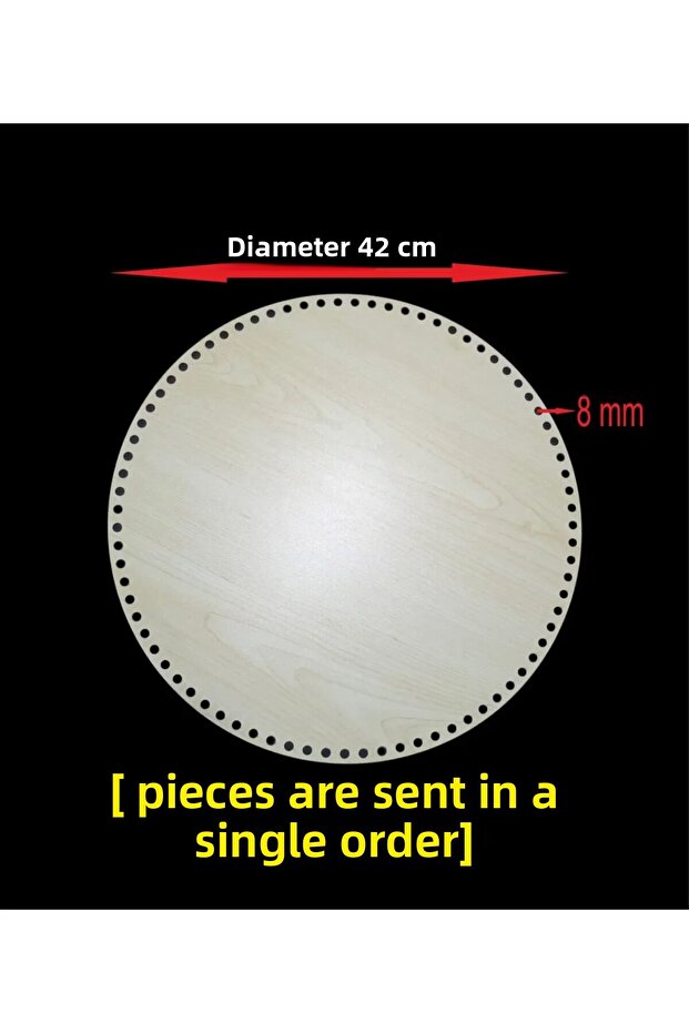 Wooden 42 cm Round 1 Piece Bamboo Tray Knitting Plate Supla Perforated Coaster Crochet Base Craft Basket Base