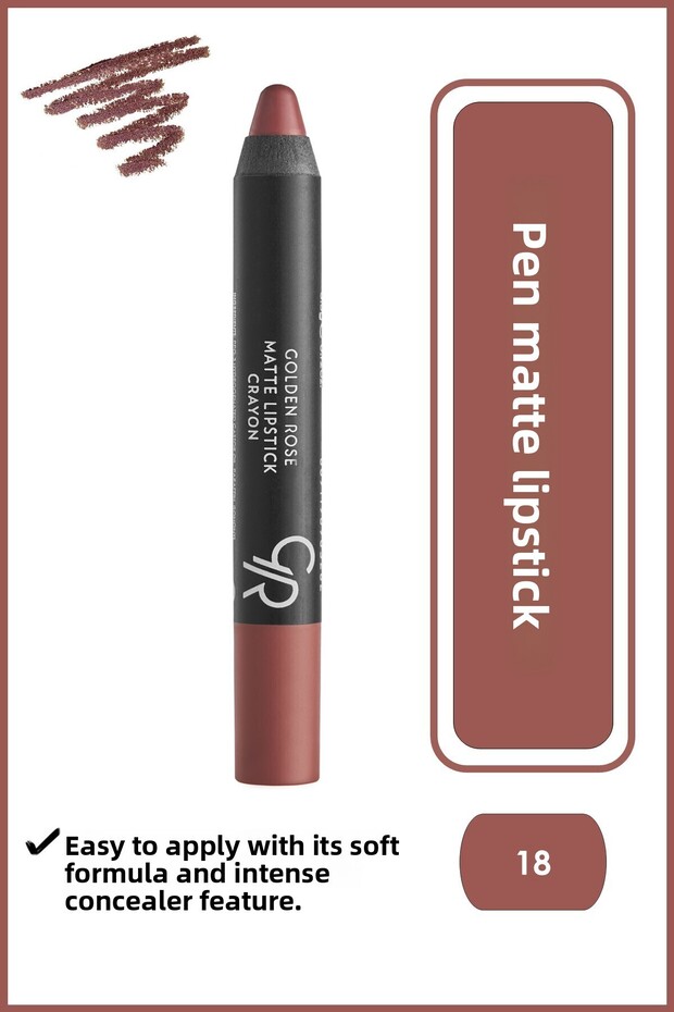 Matte Lipstick Crayon No: 18 - Nourishing Moisturizing Matte Pencil Lipstick