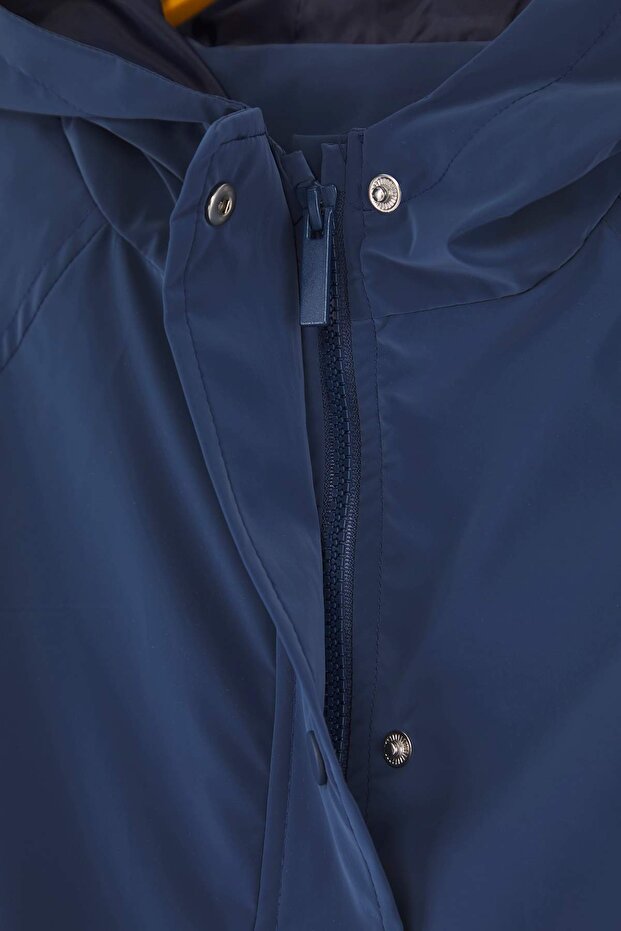 İndigo Düz/Basic Kapüşonlu Relaxed/Rahat Fit Unisex Çocuk Yağmurluk & Rüzgarlık TKDAW26YR00001 - 3