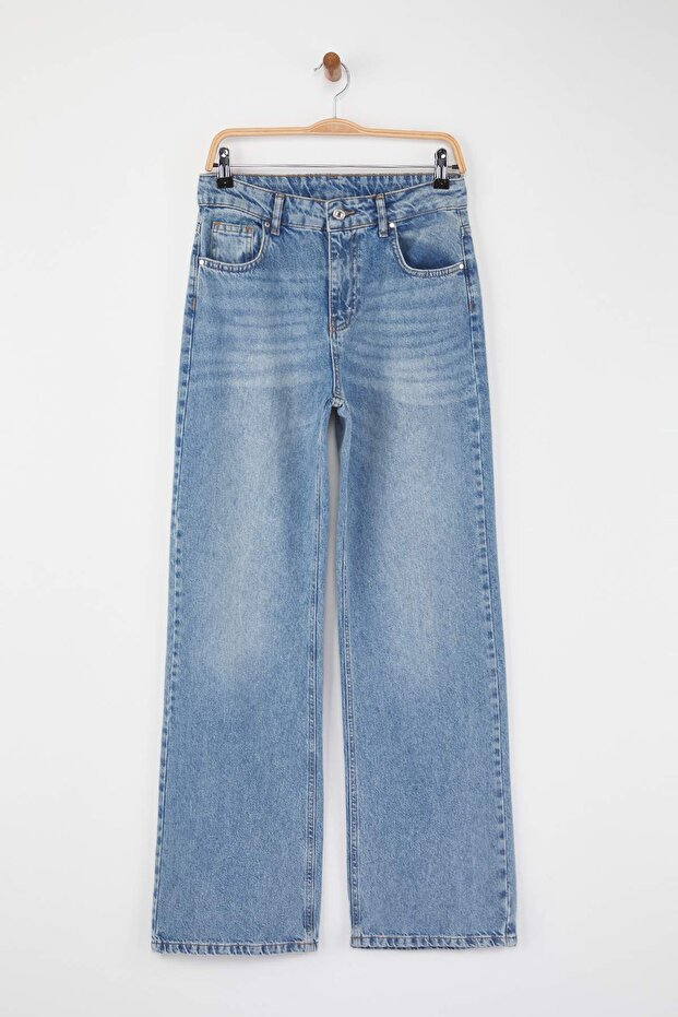 More Sustainable Açık Mavi Yüksek Bel Wide Leg Jeans TWOAW26JE00073 - 5