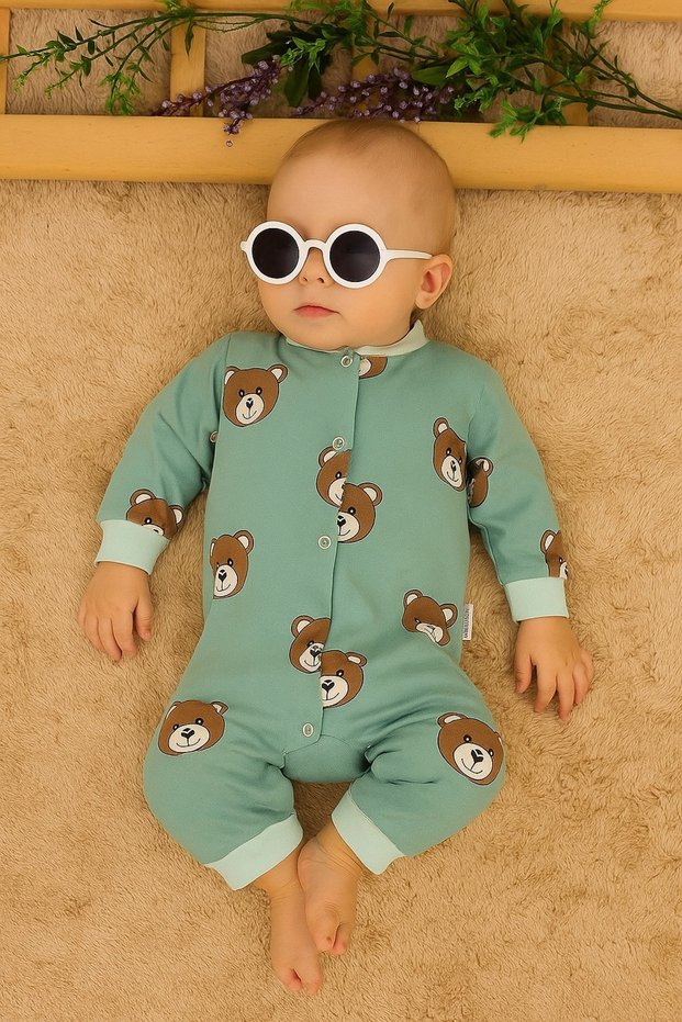 Hobbe Baby Teddy Bear Jumpsuit 1-3-6 Months