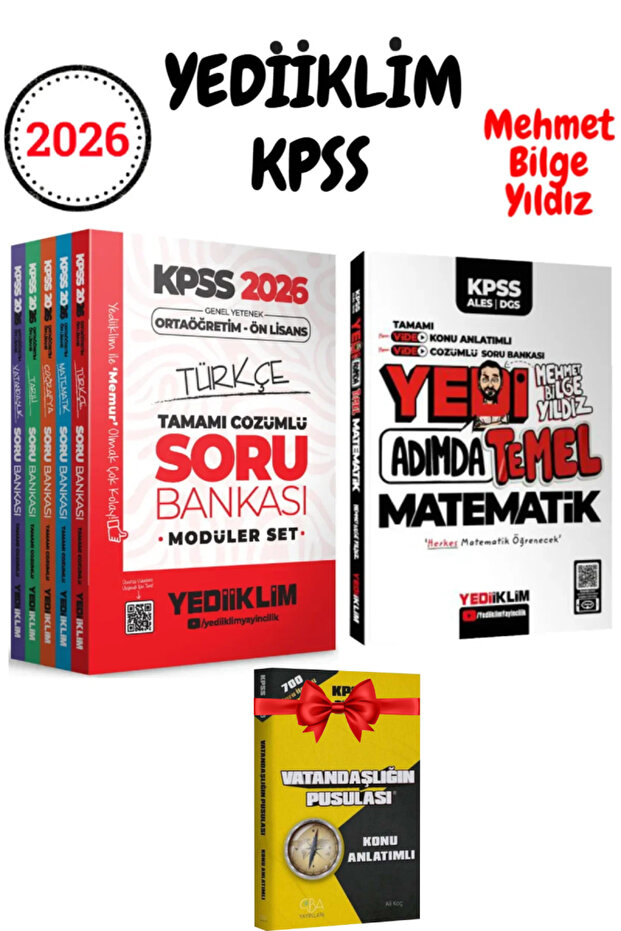 KPSS 2026 Ortaöğretim Ön Lisans Modüler Soru Bankası+ Mehmet Bilge Yıldız 7 Adımda Matematik - 1