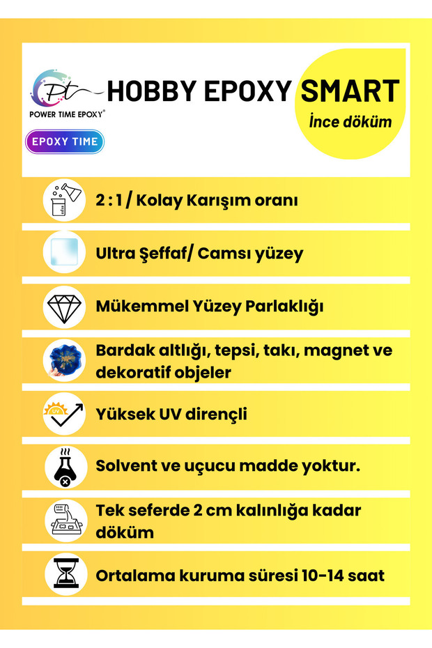 1500 gram Hobby Epoxy Smart/ Ultra Şeffaf Ve Parlak Epoksi Reçine Ince Döküm - 3