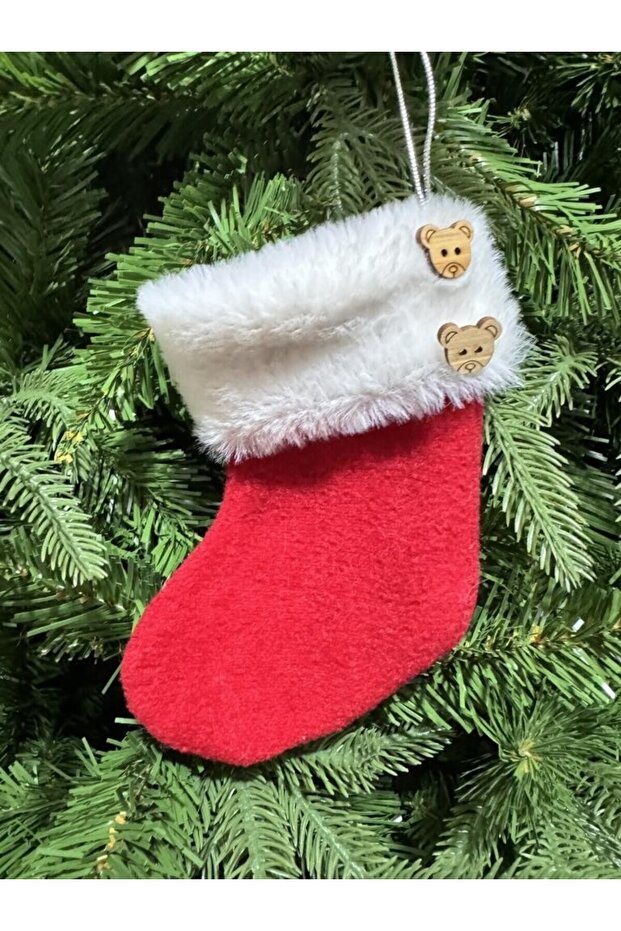 Yılbaşı Dekor Çorap Şömine Duvar Süsü Yılbaşı Çam Ağacı Süsü Sevimli Ayı18cm - 2