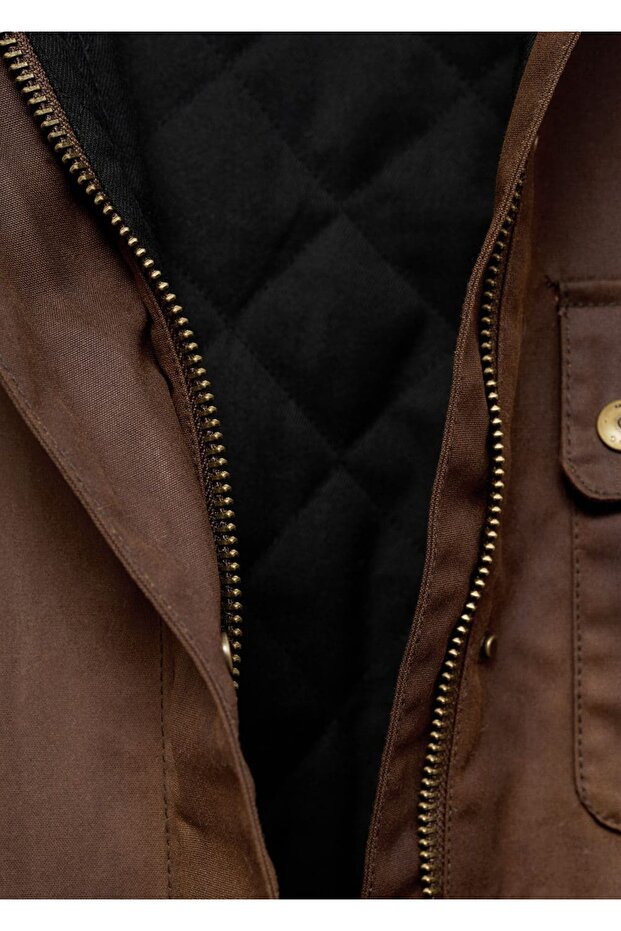 Mum görünümlü kadife yaka parka - 7