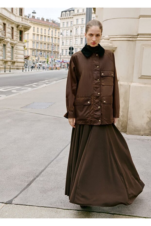 Mum görünümlü kadife yaka parka - 2