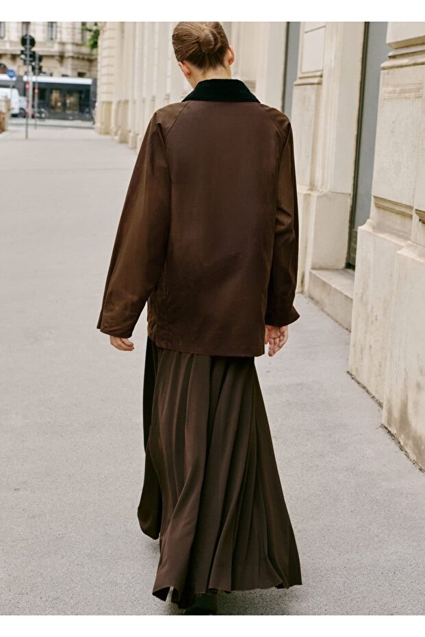 Mum görünümlü kadife yaka parka - 4