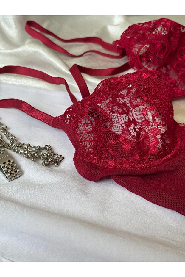 BORDO DANTEL BODYSUİT - 3