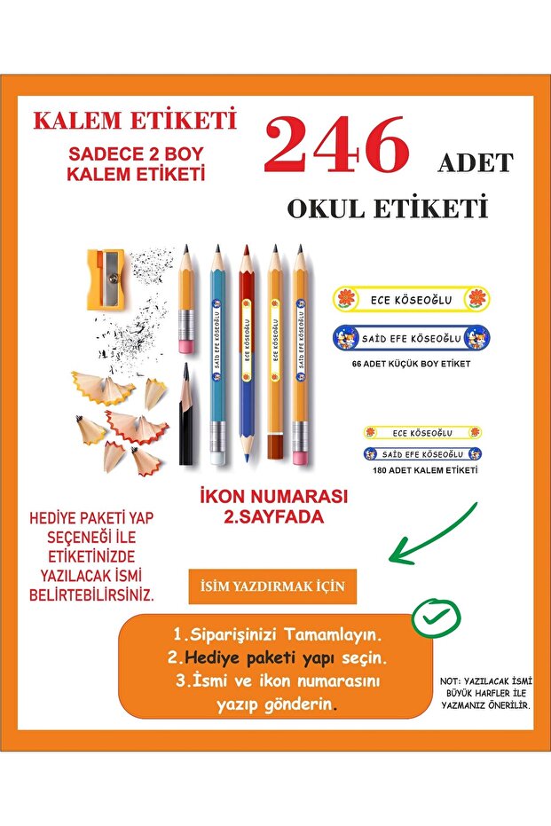 Kalem Etiketi 246 adet