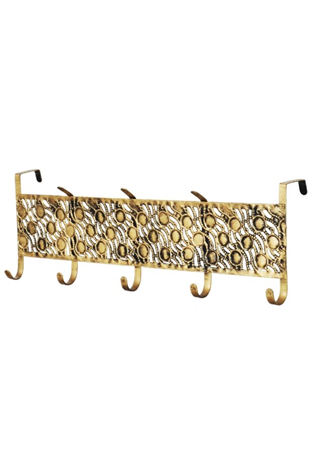 Kapı Askılığı 14x45 cm Metal Kapı Arkası Askılığı Amerikan Kapı İle Uyumludur Siyah Sarı Patine - 3