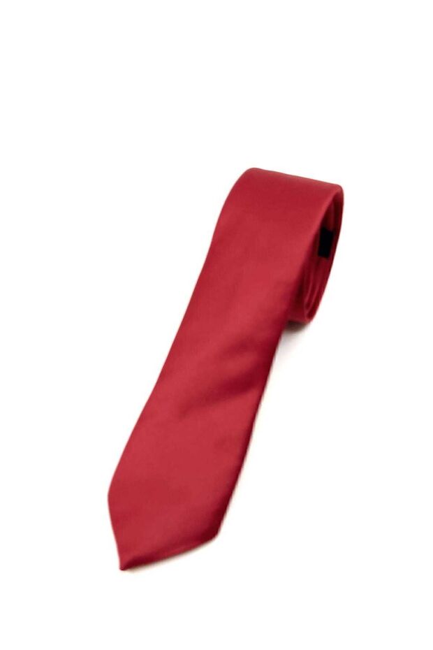 Erkek Bordo Basic Düz Kravat - 2