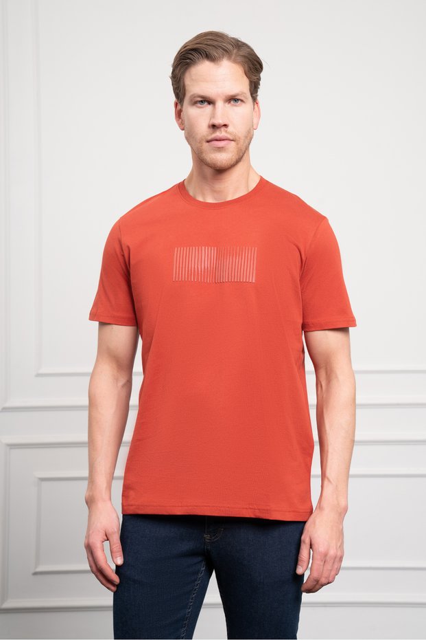 Men's Cinnamon Trend Crew Neck Cotton Dynamic Fit T-Shirt