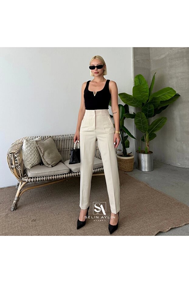 Önü Flatolu Pantolon - 6