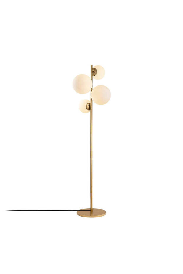 Gold 4 Camlı Tek Ayaklı Zemin Lambası Lambader - 5