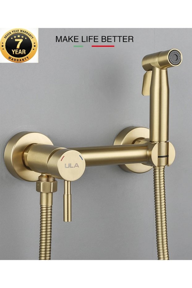 Bathroom Toilet Bidet Pressurized Sprayer Bidet Faucet Double Water Inlet Matte Gold Imported 7 Years Warranty
