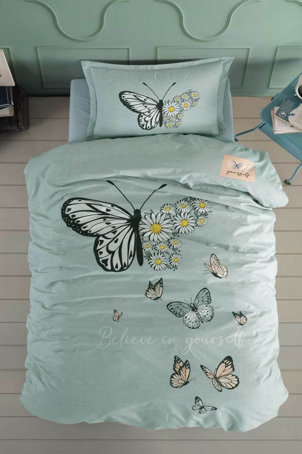 Genç Ranforce Tek Kişilik Nevresim Takımı Daisy Love V1 Mint - 2