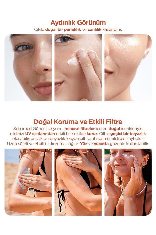 SPF 50+ UVA UVB Filtresi E Vitamini Üçlü Yüksek Koruma Güneş Losyonu 150 ml-Ayna Hediyeli - 3
