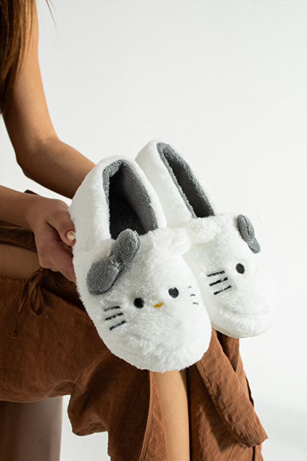 Gri Papyonlu Kedi Ev Botu Panduf - 4