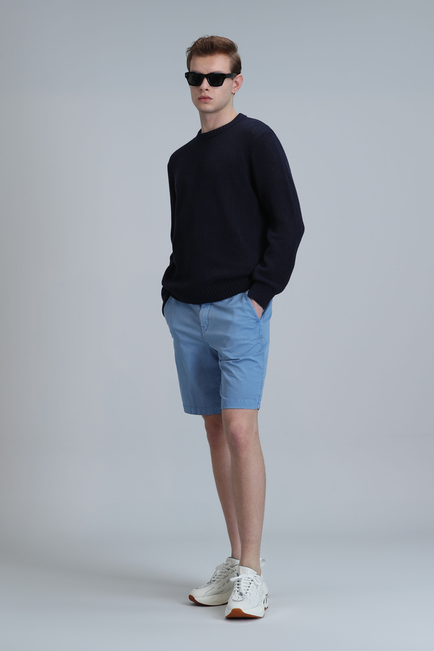 Zegler Spor Erkek Chino Şort Slim Fit Mavi - 5