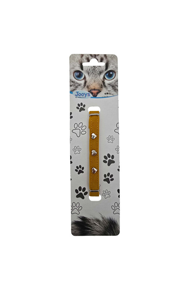 Velvet Bell Heart Cat Collar Mustard