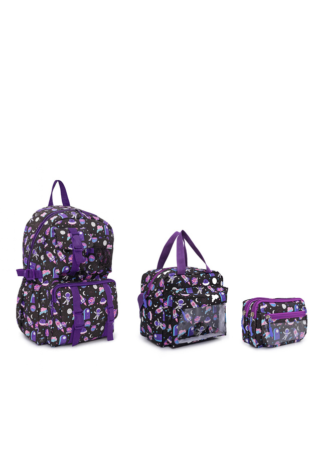 Astronaut School Bag Set of 3, Thermal Lunch Bag, Pencil Case and Backpack