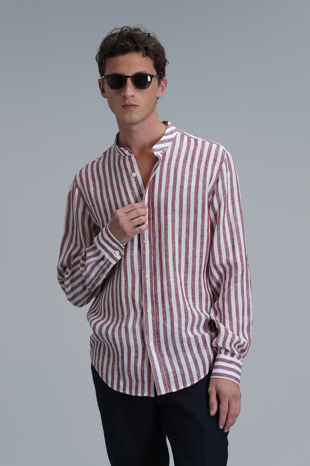 Fast Erkek Basic Gömlek Comfort Fit Bordo - 5