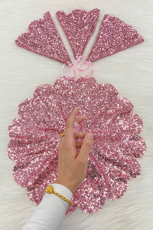 Pink Sparkling Sequin Bride Groom Handkerchief, Sequin Sequin Detail, Wedding Henna Circumcision Promise Engagement Bride