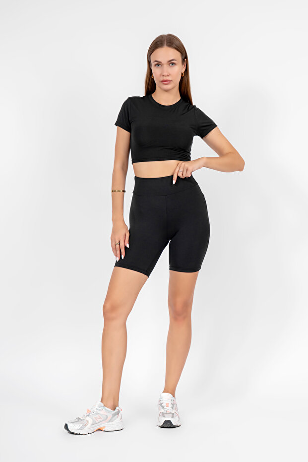 Short Tights, Seamless Panties and Crop Body 3-Piece Set