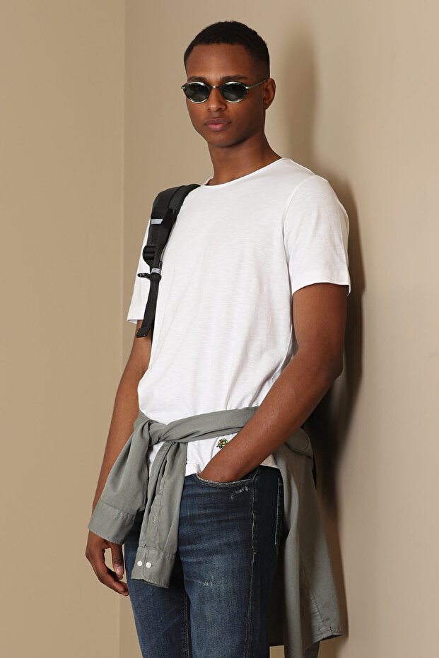 Junya Erkek Basic Tişört Beyaz - 2